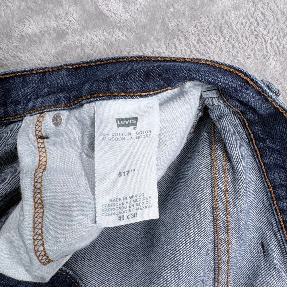 Levi's 517 Bootcut Jeans Mens 40x30 Blue Medium Wash Raw Hem Denim Fits 38x30 - Picture 3 of 11